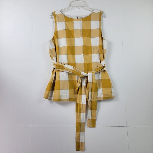Ann Taylor Tops - Ann Taylor blouse womens size S oversize Gold White Sleeveless tie front Top